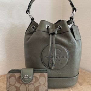 Coach Drawstring Leather with Wallet CrossBody Bag